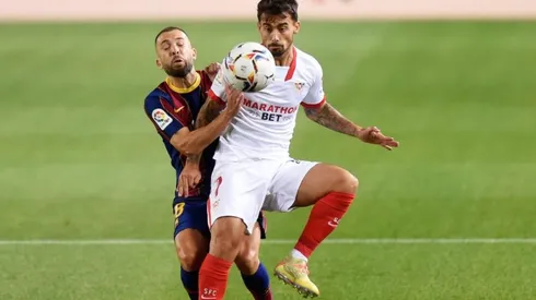 Jordi Alba durante el partido contra Sevilla.