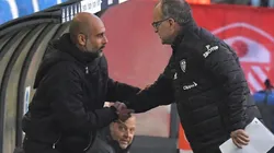 El cordial saludo entre Josep Guardiola y Marcelo Bielsa.