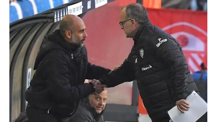 El cordial saludo entre Josep Guardiola y Marcelo Bielsa.