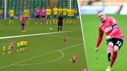 Partido empatado, tiro libre para Derby County a los 87' y Rooney hace esto