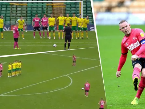 Partido empatado, tiro libre para Derby County a los 87' y Rooney hace esto