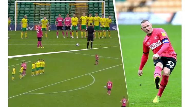 Partido empatado, tiro libre para Derby County a los 87' y Rooney hace esto