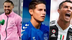 Calvert Lewin, James Rodríguez y Cristiano Ronaldo.
