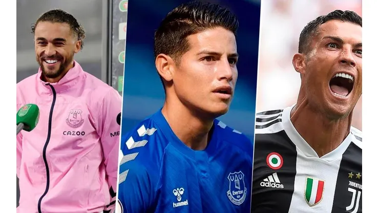 Calvert Lewin, James Rodríguez y Cristiano Ronaldo.