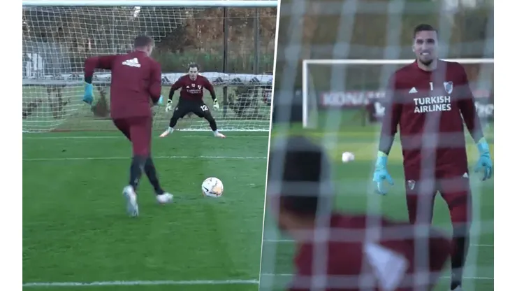 Hace todo bien: Armani pateó un penal y humilló al pibe Centurión