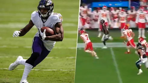 Devolución de patada de los Ravens (Getty y captura de pantalla)