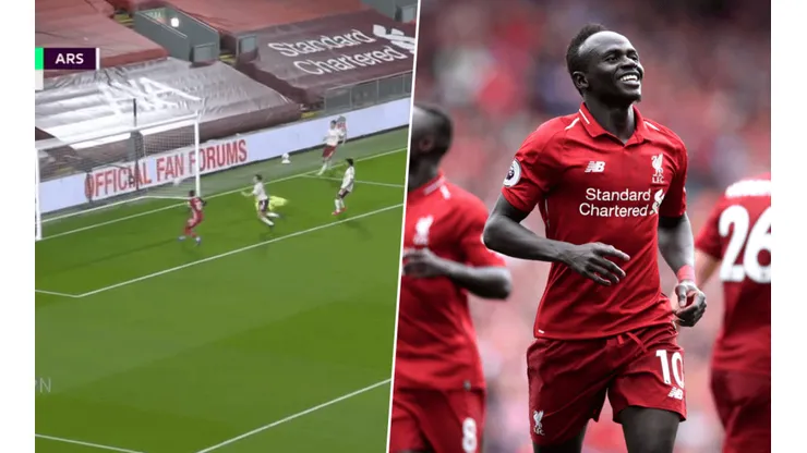 Gol y festejo de Sadio Mané ante Arsenal.