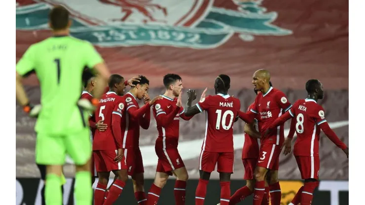El festejo de los jugadores de Liverpool.