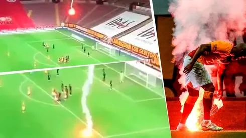 Cuidado, Radamel: en pleno Galatasaray - Fenerbache cayó una bengala