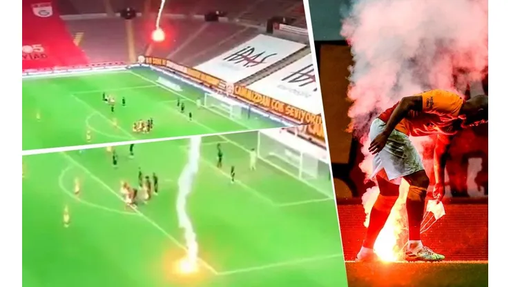 Cuidado, Radamel: en pleno Galatasaray - Fenerbache cayó una bengala