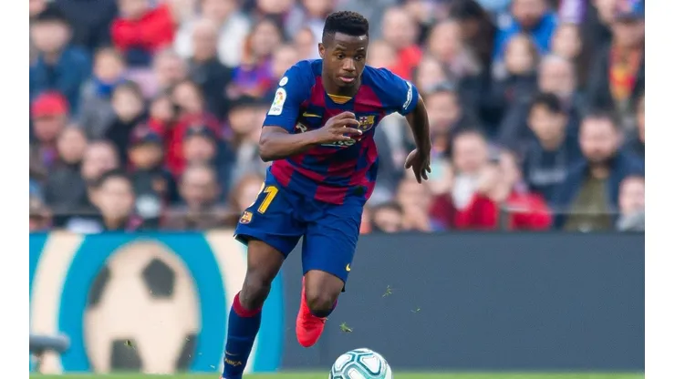 Ansu Fati durante un partido de Barcelona.