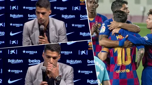 Foto de Luis Suárez en su despedida de Barcelona.