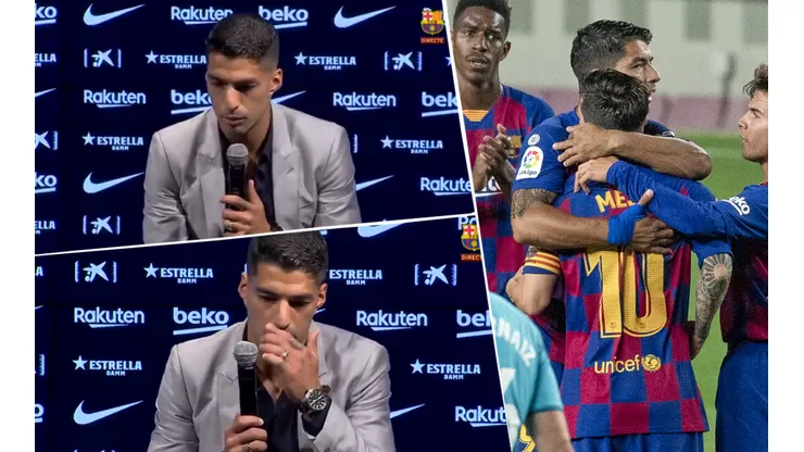 Foto de Luis Suárez en su despedida de Barcelona.