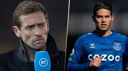 Peter Crouch y James Rodríguez.