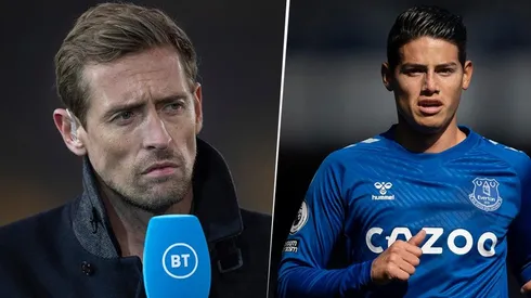 Peter Crouch y James Rodríguez.