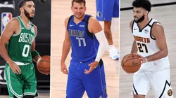 Jayson Tatum, Luka Doncic y Jamal Murray (Getty Images)