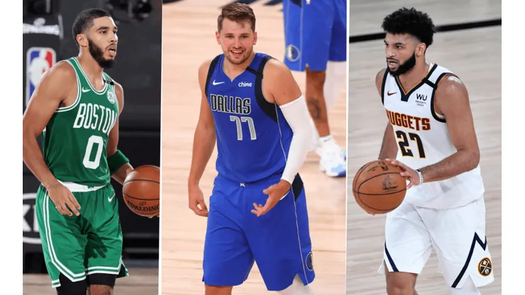 Jayson Tatum, Luka Doncic y Jamal Murray (Getty Images)