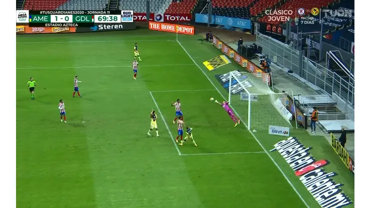 Polémica por el gol anulado a América. (Captura)