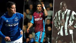 James Rodríguez, Juan Pablo Ángel y Faustino Asprilla.