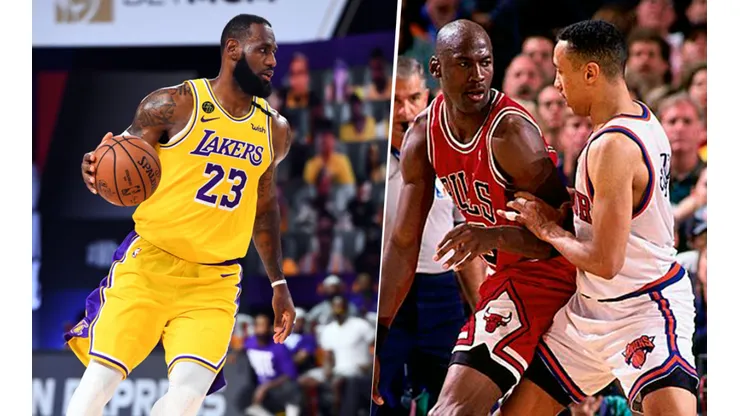 LeBron James, Michael Jordan y John Starks (Getty Images)