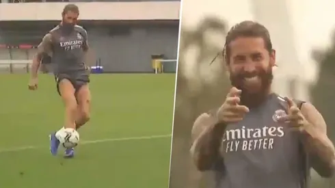 Sergio Ramos dibujó una vaselina espectacular en el entrenamiento del Madrid