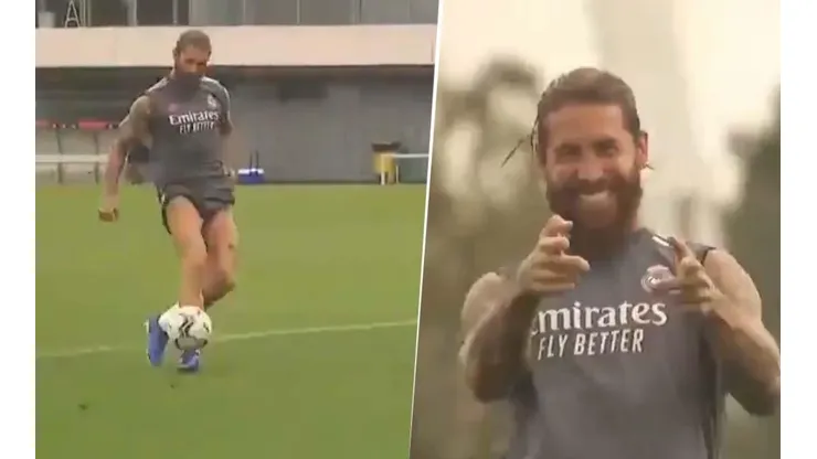 Sergio Ramos dibujó una vaselina espectacular en el entrenamiento del Madrid