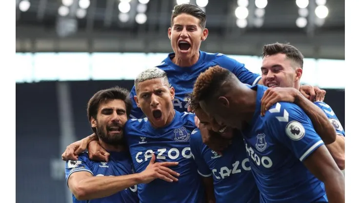 Andre Gomes, Richarlison, James Rodríguez, Dominic Calvert Lewin, Yerry Mina y Michael Keane.