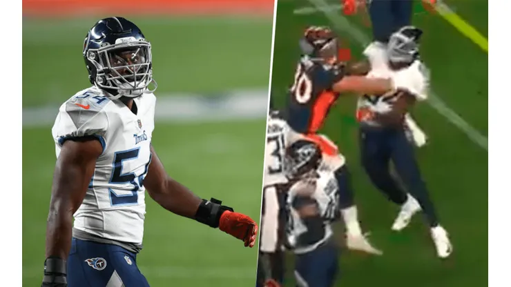 La expulsión de Rashaan Evans (Getty Images y captura de pantalla)