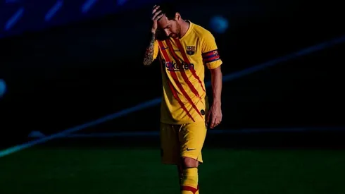 Lionel Messi en el amistoso de Barcelona.