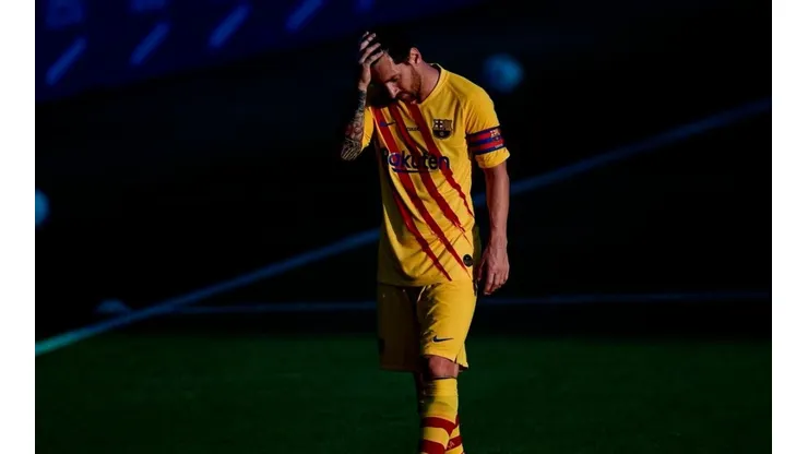 Lionel Messi en el amistoso de Barcelona.