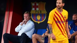 Ronald Koeman y Lionel Messi en acción.