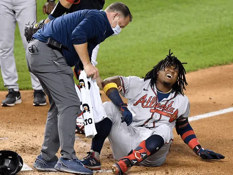 Ronald Acuña Jr. se lesionó así mismo con un tremendo foul