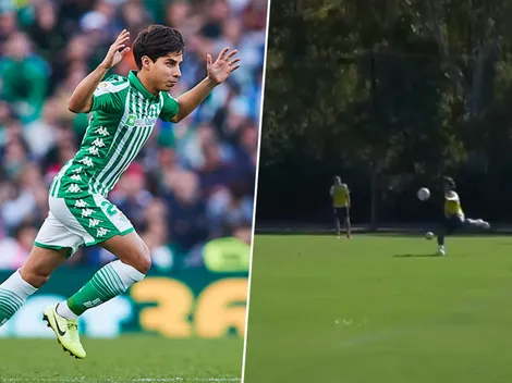 Diego Lainez y un golazo en el entrenamiento del Betis