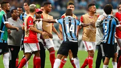 Foto de los jugadores de Gremio enfrentando a Internacional.