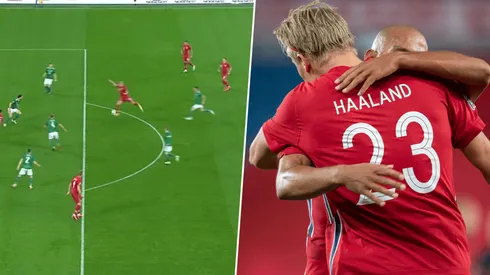 Golazo fenomenal y festejo de Haaland.