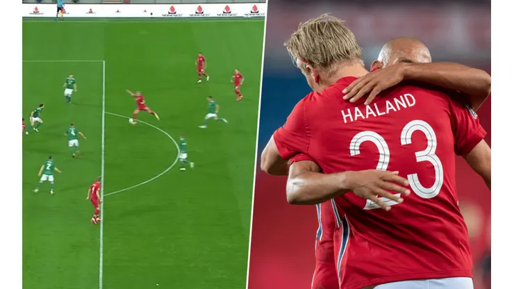 Golazo fenomenal y festejo de Haaland.