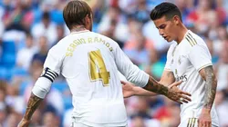 Sergio Ramos junto a James Rodríguez en Real Madrid.