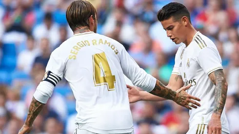 Sergio Ramos junto a James Rodríguez en Real Madrid.