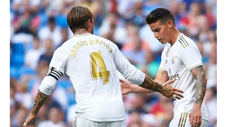 Sergio Ramos junto a James Rodríguez en Real Madrid.