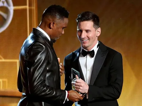 Eto'o, contento que "su hijo Messi" se haya quedado en el Barcelona