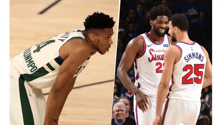 Giannis Antetokounmpo, Joel Embiid y Ben Simmons (Getty Images)