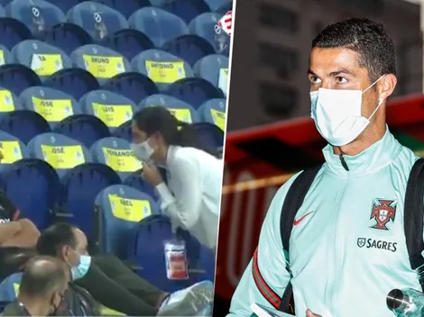 A Cristiano lo retaron por no usar el barbijo en pleno partido de Portugal