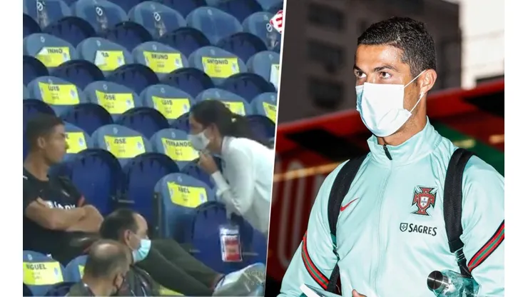 A Cristiano lo retaron por no usar el barbijo en pleno partido de Portugal