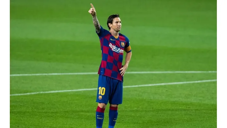Messi festejando un gol con Barcelona. (Getty)