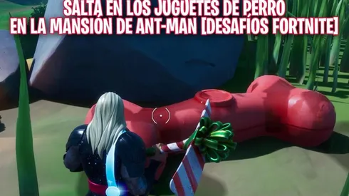 Rebota sobre juguetes de perro en la mansión de Ant-Man - Desafíos Fortnite