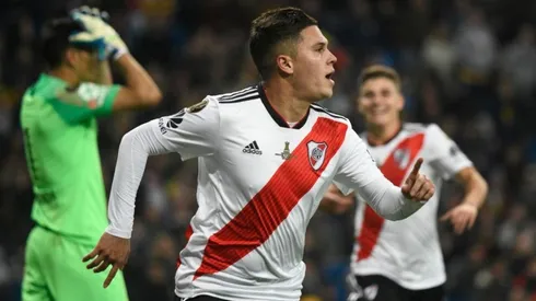 Quintero festejando el gol más importante de su vida.