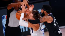 Luka Doncic y Marcus Morris (Getty Images)