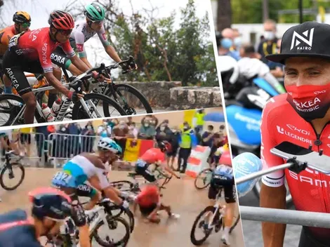 Qué susto: primera etapa del Tour y Nairo Quintana ya sufrió una caída