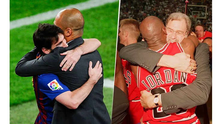 Lionel Messi, Pep Guardiola, Phil Jackson y Michael Jordan (Getty Images)