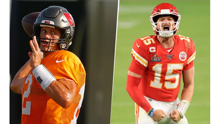 Tom Brady y Patrick Mahomes (Getty Images)